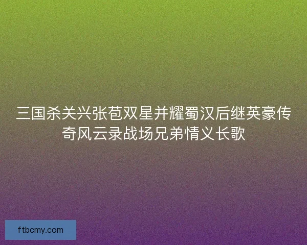 三国杀关兴张苞双星并耀蜀汉后继英豪传奇风云录战场兄弟情义长歌