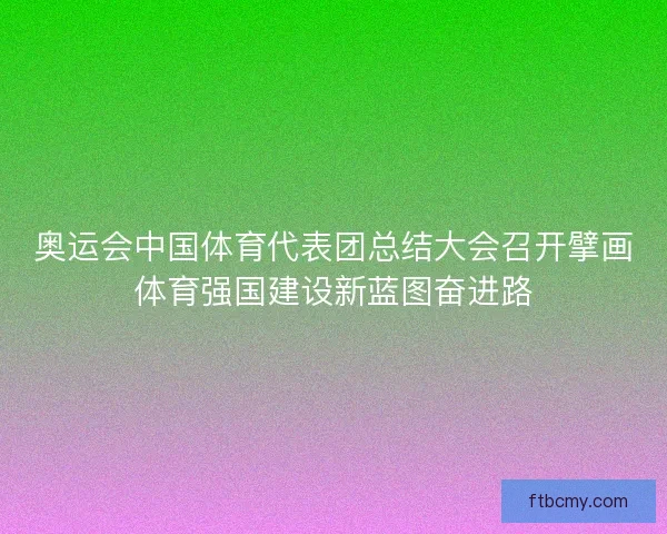 奥运会中国体育代表团总结大会召开擘画体育强国建设新蓝图奋进路